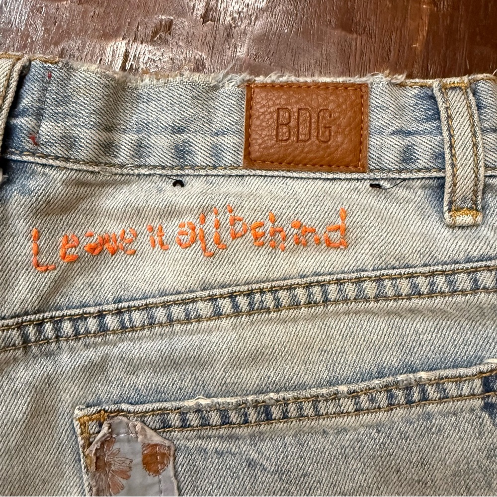 BDG A Line Light Blue Patchwork Jean Shorts - Picture 7 of 13